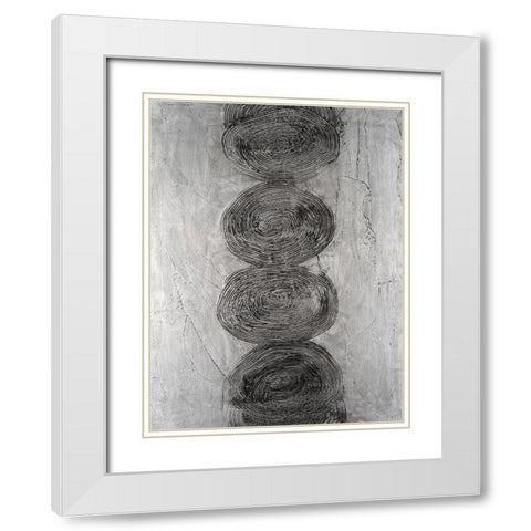 Stacked Halos I White Modern Wood Framed Art Print with Double Matting by Willett, Michael