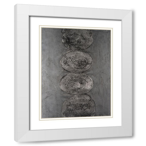 Stacked Halos IV White Modern Wood Framed Art Print with Double Matting by Willett, Michael