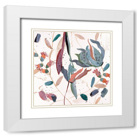 Contemporary Floral Composition I White Modern Wood Framed Art Print with Double Matting by Wang, Melissa
