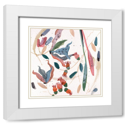 Contemporary Floral Composition II White Modern Wood Framed Art Print with Double Matting by Wang, Melissa