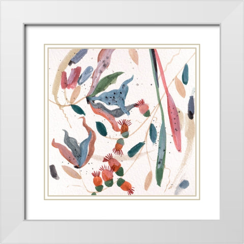 Contemporary Floral Composition II White Modern Wood Framed Art Print with Double Matting by Wang, Melissa