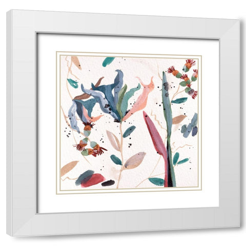 Contemporary Floral Composition IV White Modern Wood Framed Art Print with Double Matting by Wang, Melissa