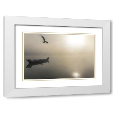 Sunset Scene White Modern Wood Framed Art Print with Double Matting by Curinga, Kim