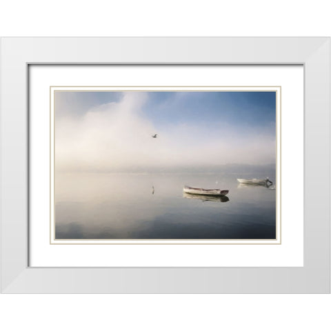 Boats at Dawn White Modern Wood Framed Art Print with Double Matting by Curinga, Kim