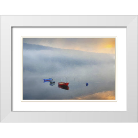 Primary Canoes White Modern Wood Framed Art Print with Double Matting by Curinga, Kim