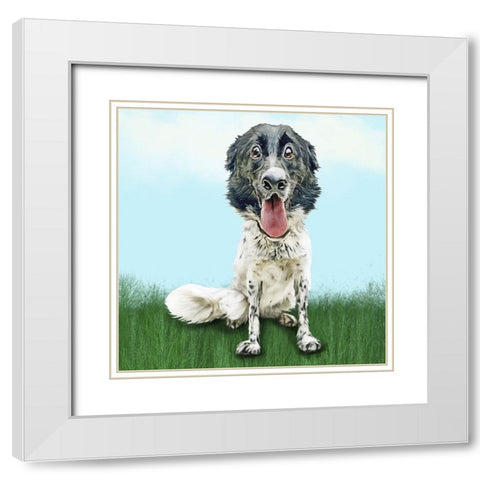 Happy Spaniel White Modern Wood Framed Art Print with Double Matting by Curinga, Kim