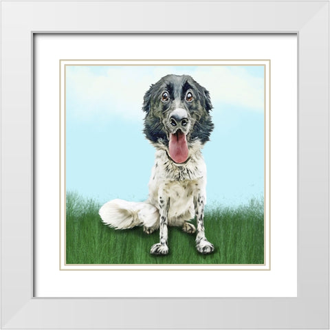 Happy Spaniel White Modern Wood Framed Art Print with Double Matting by Curinga, Kim