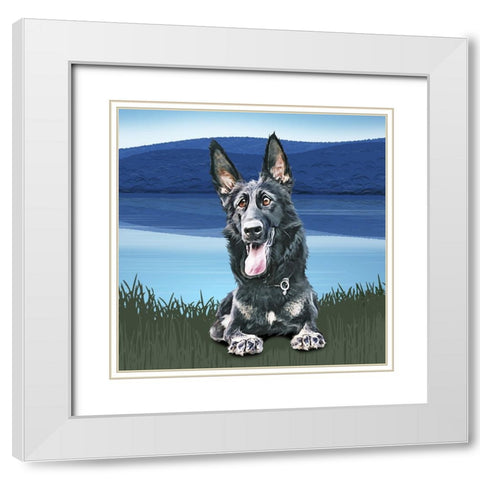 Attention Sheppard White Modern Wood Framed Art Print with Double Matting by Curinga, Kim