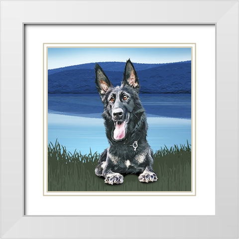 Attention Sheppard White Modern Wood Framed Art Print with Double Matting by Curinga, Kim