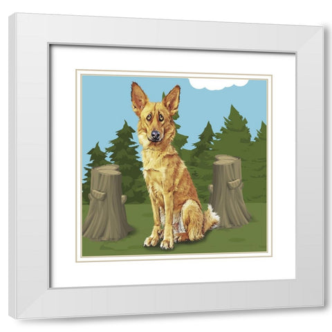 Gold Sheppard White Modern Wood Framed Art Print with Double Matting by Curinga, Kim