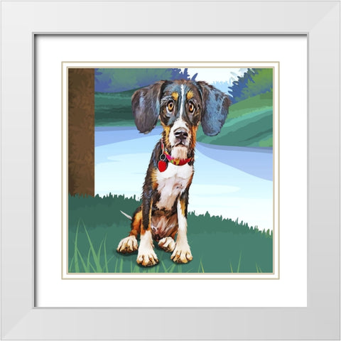 Beagle Baby White Modern Wood Framed Art Print with Double Matting by Curinga, Kim