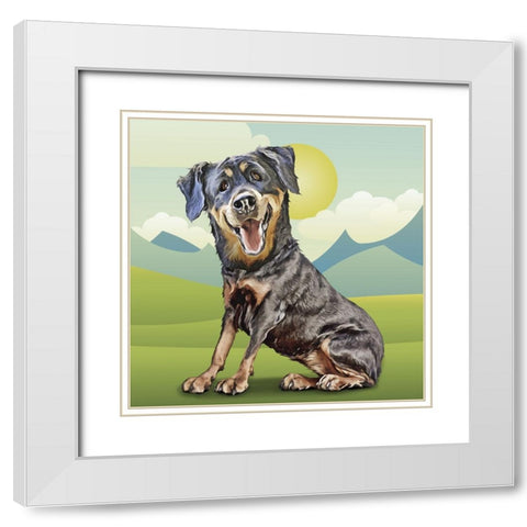 Happy Rottie White Modern Wood Framed Art Print with Double Matting by Curinga, Kim