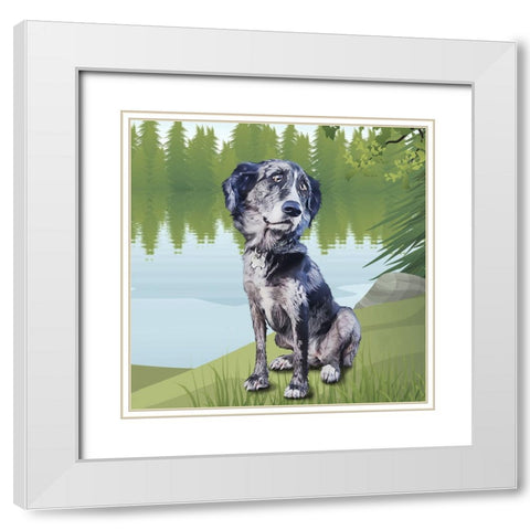 Pensive Puppy White Modern Wood Framed Art Print with Double Matting by Curinga, Kim