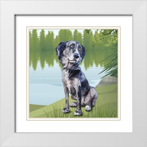 Pensive Puppy White Modern Wood Framed Art Print with Double Matting by Curinga, Kim