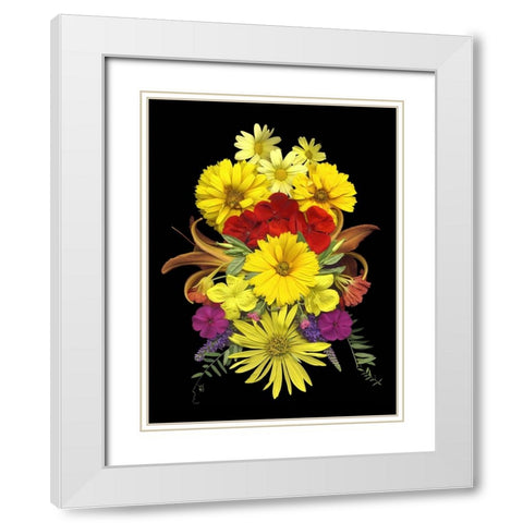 Flower Drama V White Modern Wood Framed Art Print with Double Matting by Stalus, Judy