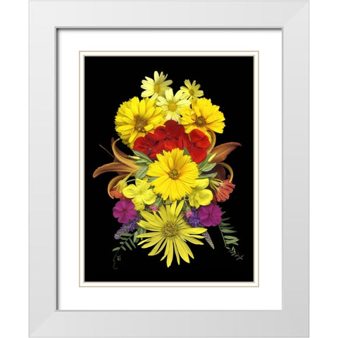 Flower Drama V White Modern Wood Framed Art Print with Double Matting by Stalus, Judy