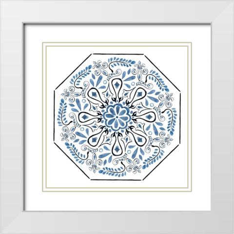 Bleu Indigo I White Modern Wood Framed Art Print with Double Matting by Wang, Melissa