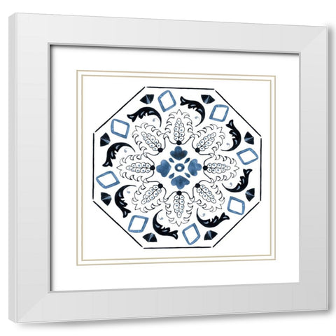 Bleu Indigo II White Modern Wood Framed Art Print with Double Matting by Wang, Melissa