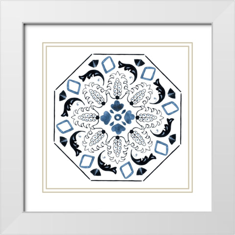 Bleu Indigo II White Modern Wood Framed Art Print with Double Matting by Wang, Melissa