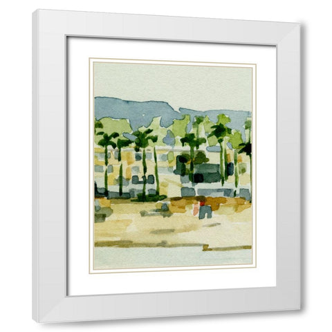 Beach Town II White Modern Wood Framed Art Print with Double Matting by Caroline, Emma