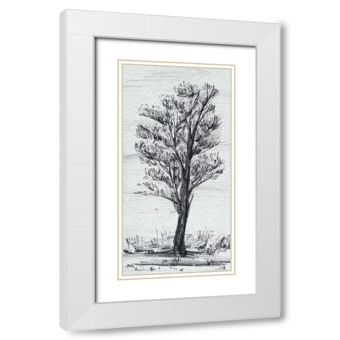 Tree in the Woods II White Modern Wood Framed Art Print with Double Matting by Wang, Melissa