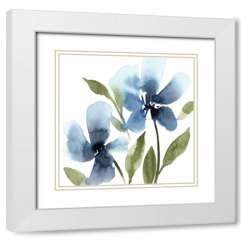 Blue Hues I White Modern Wood Framed Art Print with Double Matting by Warren, Annie