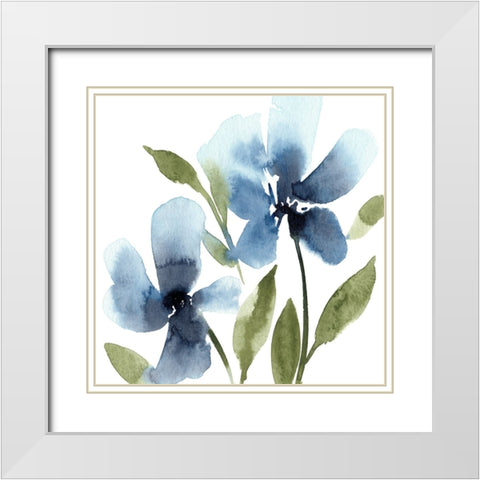 Blue Hues I White Modern Wood Framed Art Print with Double Matting by Warren, Annie