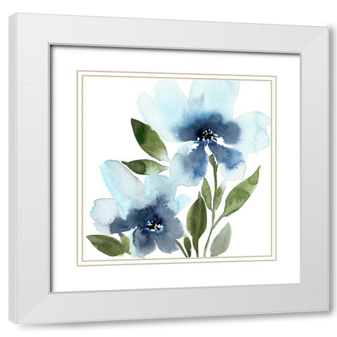 Blue Hues II White Modern Wood Framed Art Print with Double Matting by Warren, Annie