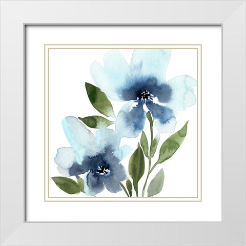 Blue Hues II White Modern Wood Framed Art Print with Double Matting by Warren, Annie