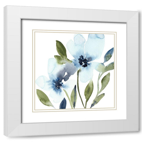 Blue Hues III White Modern Wood Framed Art Print with Double Matting by Warren, Annie