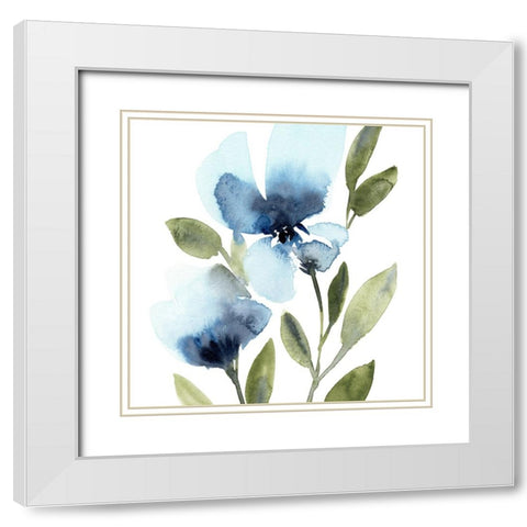 Blue Hues IV White Modern Wood Framed Art Print with Double Matting by Warren, Annie