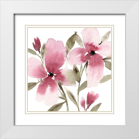 Unfolding Blooms II White Modern Wood Framed Art Print with Double Matting by Warren, Annie