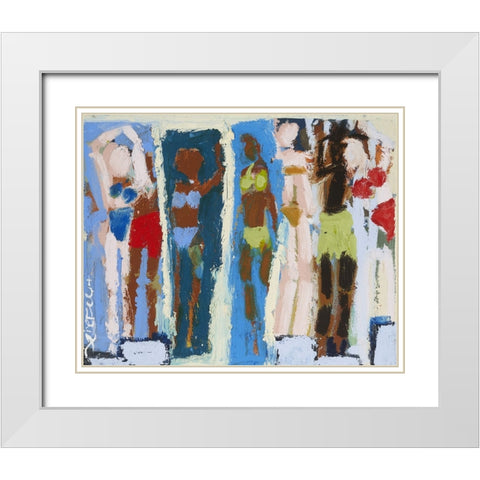 Beach Sunbathers II White Modern Wood Framed Art Print with Double Matting by Ferrell, Erin McGee