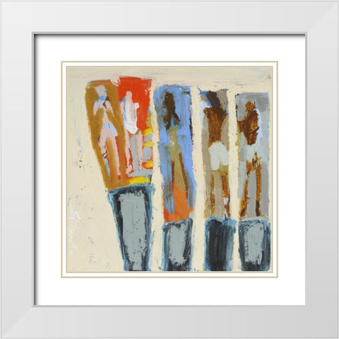 Beach Sunbathers III White Modern Wood Framed Art Print with Double Matting by Ferrell, Erin McGee