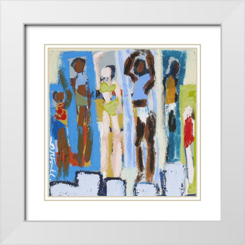 Beach Sunbathers VI White Modern Wood Framed Art Print with Double Matting by Ferrell, Erin McGee