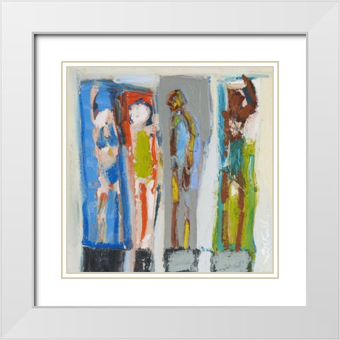 Beach Sunbathers VII White Modern Wood Framed Art Print with Double Matting by Ferrell, Erin McGee
