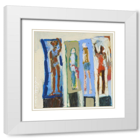 Beach Sunbathers VIII White Modern Wood Framed Art Print with Double Matting by Ferrell, Erin McGee