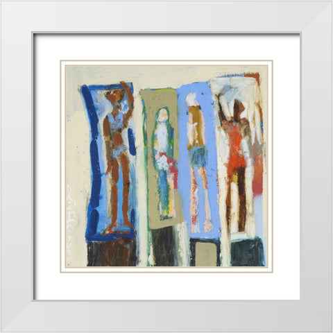 Beach Sunbathers VIII White Modern Wood Framed Art Print with Double Matting by Ferrell, Erin McGee