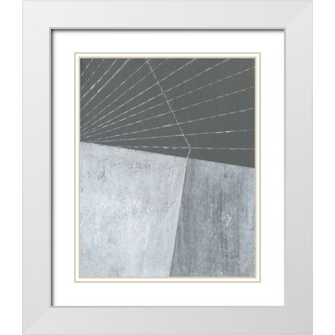 Gray Matter Lines I White Modern Wood Framed Art Print with Double Matting by Fuchs, Jodi