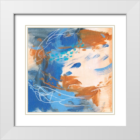 Blu Hurricane IV White Modern Wood Framed Art Print with Double Matting by Wang, Melissa