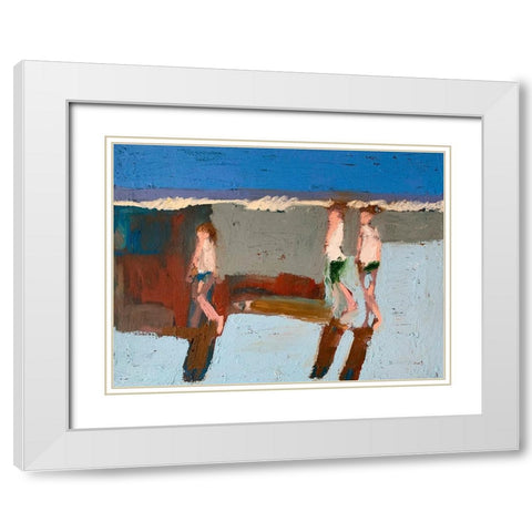 Beach Walkers I White Modern Wood Framed Art Print with Double Matting by Ferrell, Erin McGee
