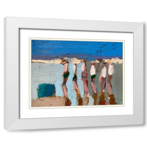 Beach Walkers II White Modern Wood Framed Art Print with Double Matting by Ferrell, Erin McGee