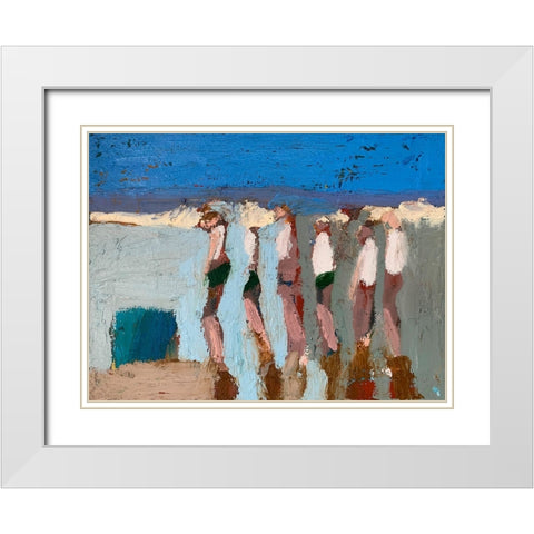 Beach Walkers II White Modern Wood Framed Art Print with Double Matting by Ferrell, Erin McGee