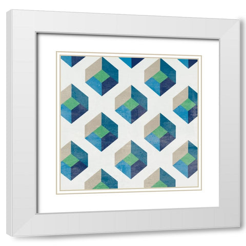 Little Cubes II White Modern Wood Framed Art Print with Double Matting by Wang, Melissa