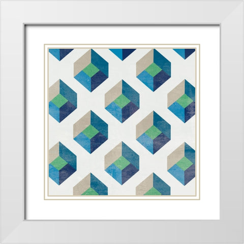 Little Cubes II White Modern Wood Framed Art Print with Double Matting by Wang, Melissa