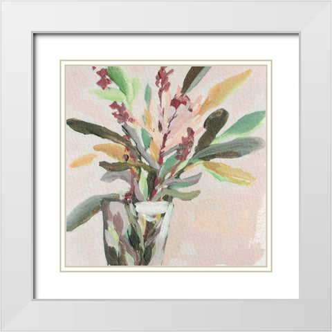 Glass Bouquet I White Modern Wood Framed Art Print with Double Matting by Wang, Melissa