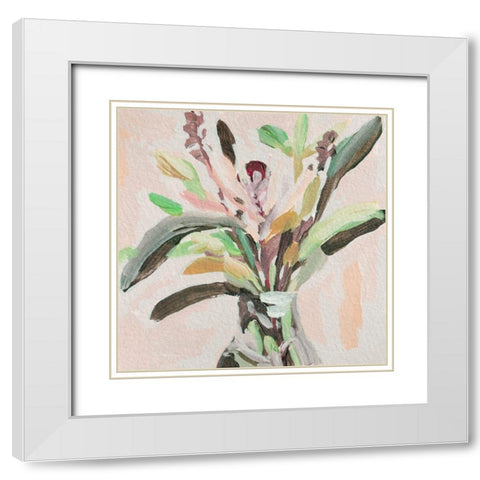 Glass Bouquet II White Modern Wood Framed Art Print with Double Matting by Wang, Melissa