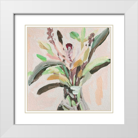 Glass Bouquet II White Modern Wood Framed Art Print with Double Matting by Wang, Melissa