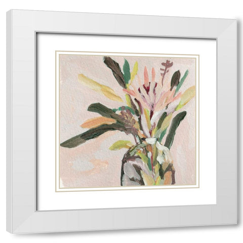 Glass Bouquet III White Modern Wood Framed Art Print with Double Matting by Wang, Melissa