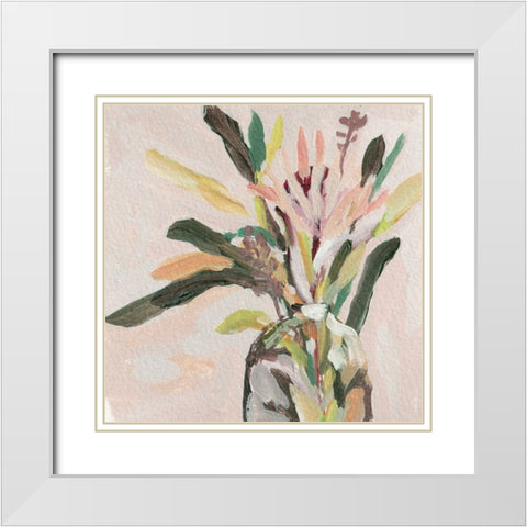 Glass Bouquet III White Modern Wood Framed Art Print with Double Matting by Wang, Melissa